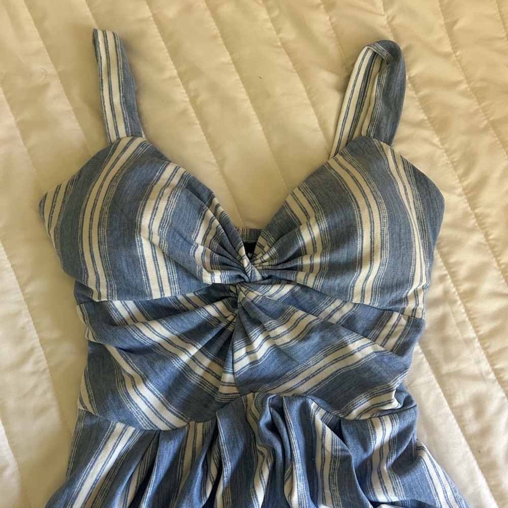 Blue and White Stripped Mini Dress with built in pads